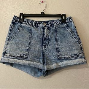 Acid wash high waisted shorts